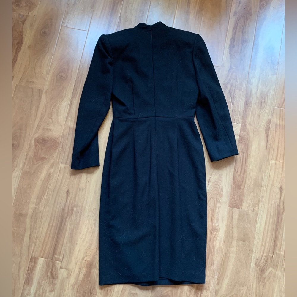 Vintage Black 'Liptons' Long Sleeve Wool Professional Power Dress - Picture 7 of 11